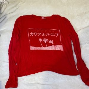 Red long sleeve crop top